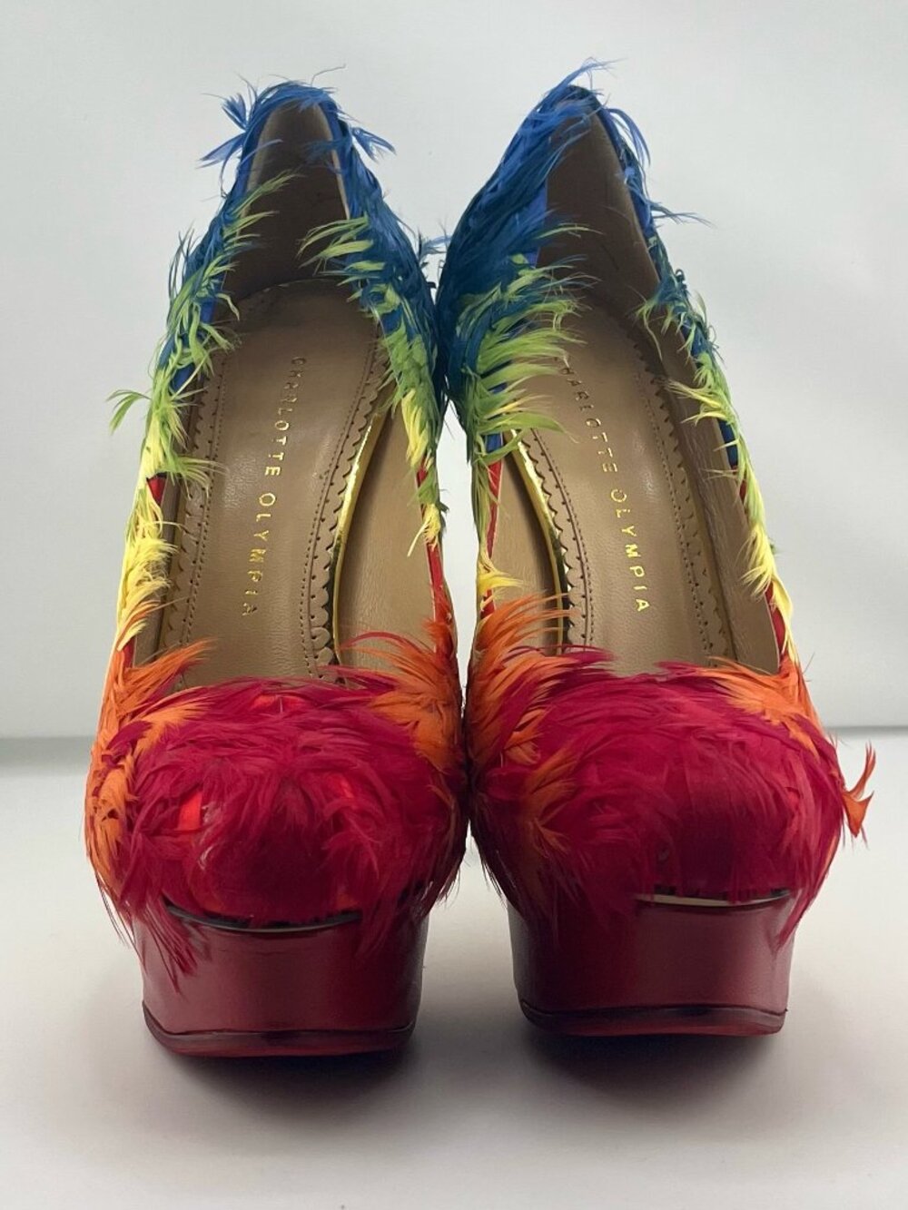 Perfect Charlotte Olympia Rainbow Feather Heels - Size EU 38